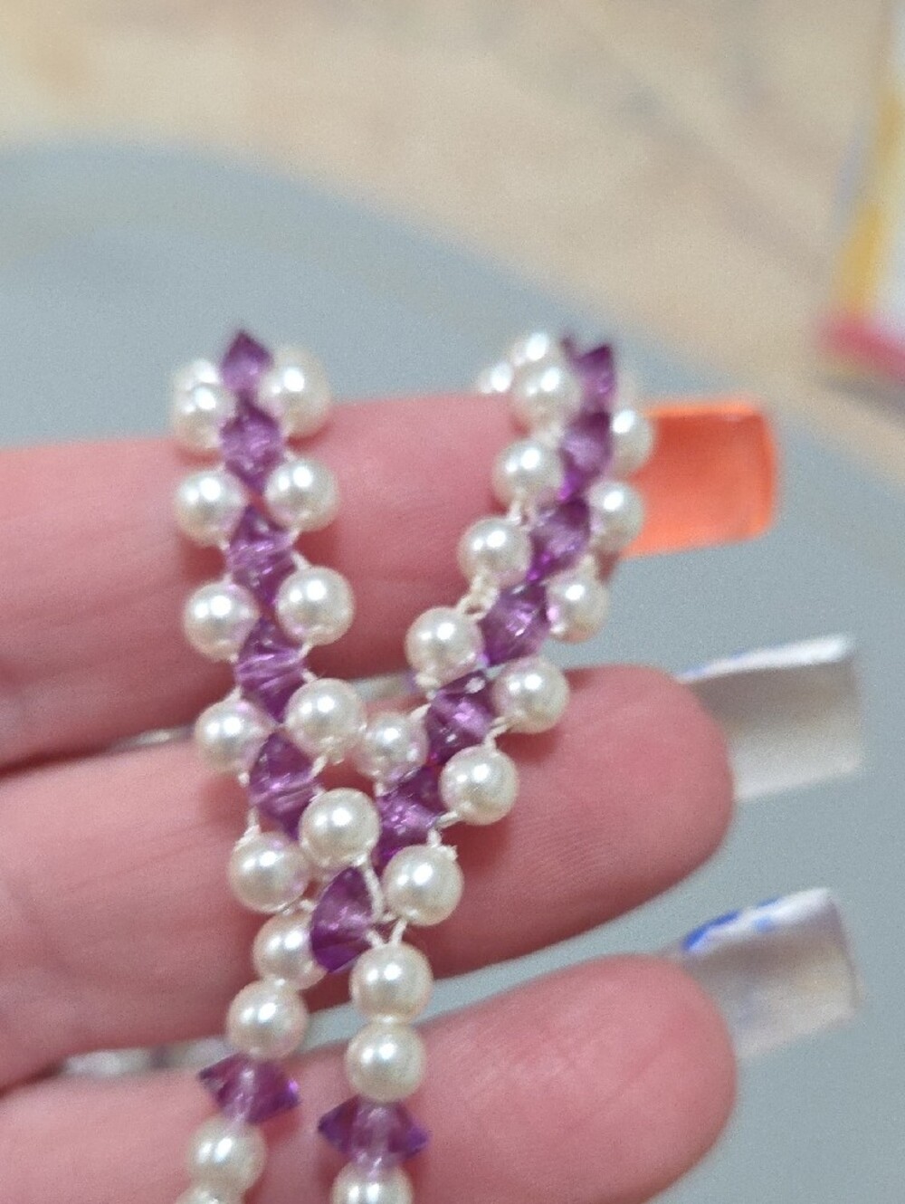 Pearl and Purple Bead Strand Necklace - Women Jewelry - Picture 5 of 5